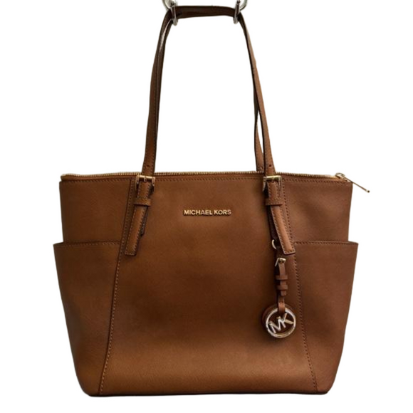 MICHAEL Michael Kors Handbags - MICHAEL Michael Kors Brown Jet Set Saffiano Leather Dual Strap Tote Bag